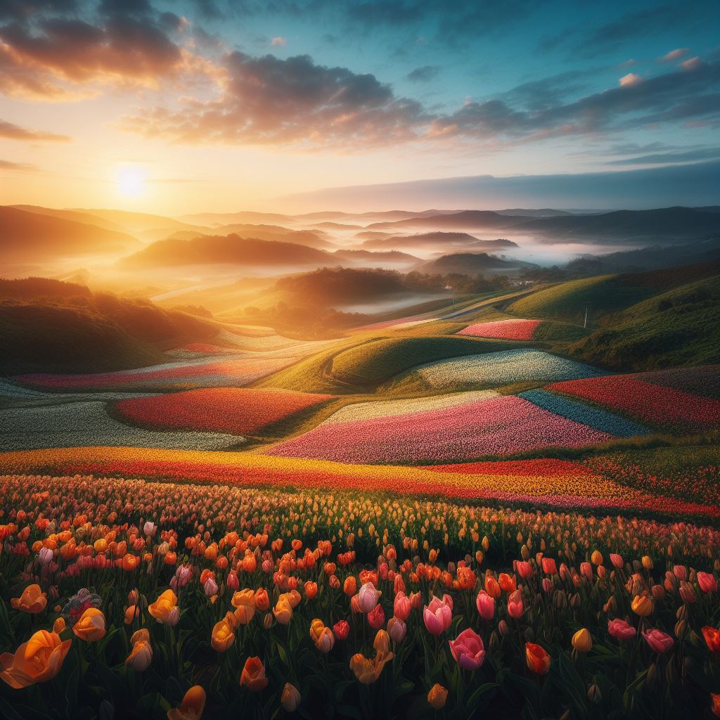 Hình nền hoa Tulip trên đồi