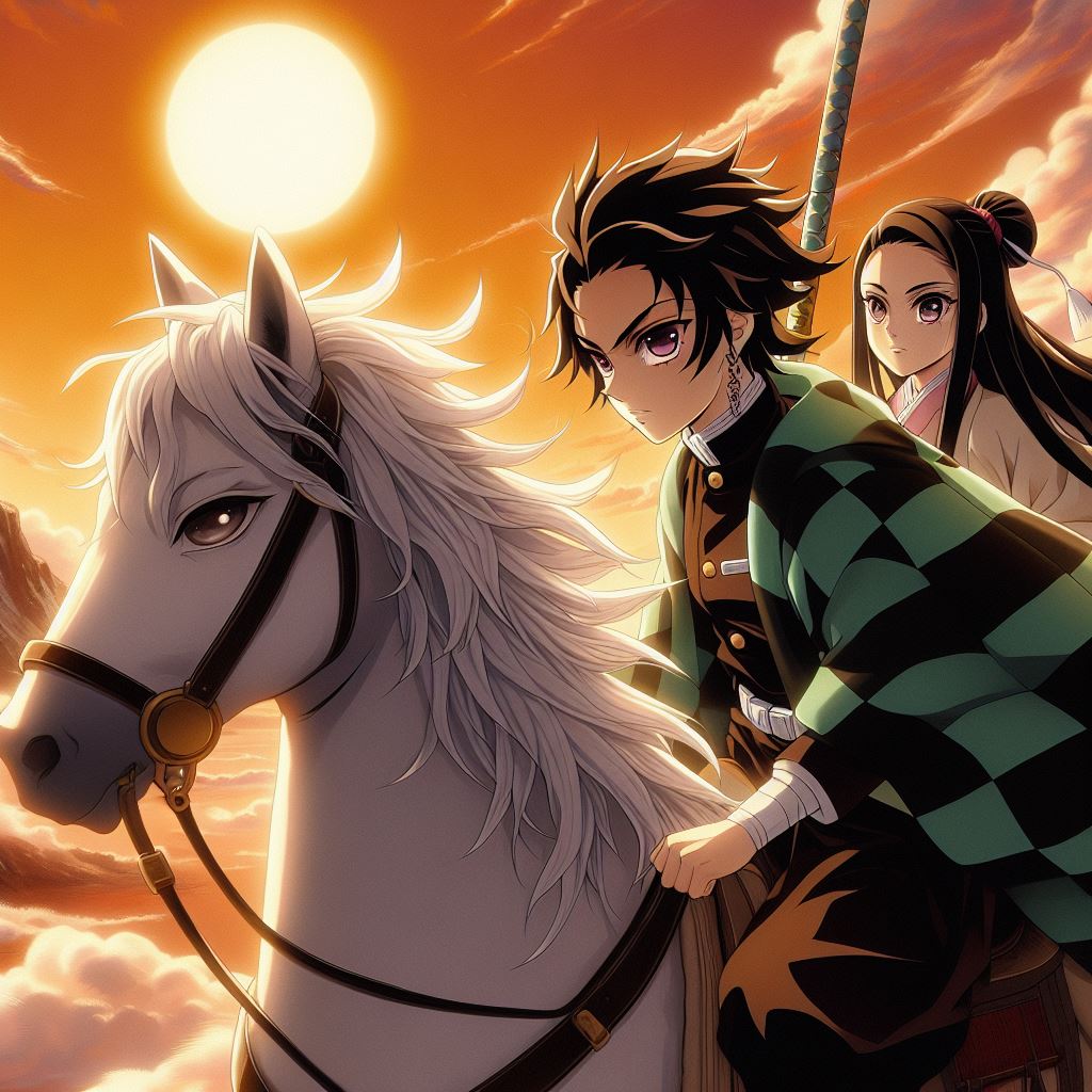 Hình nền Tanjiro cưỡi ngựa